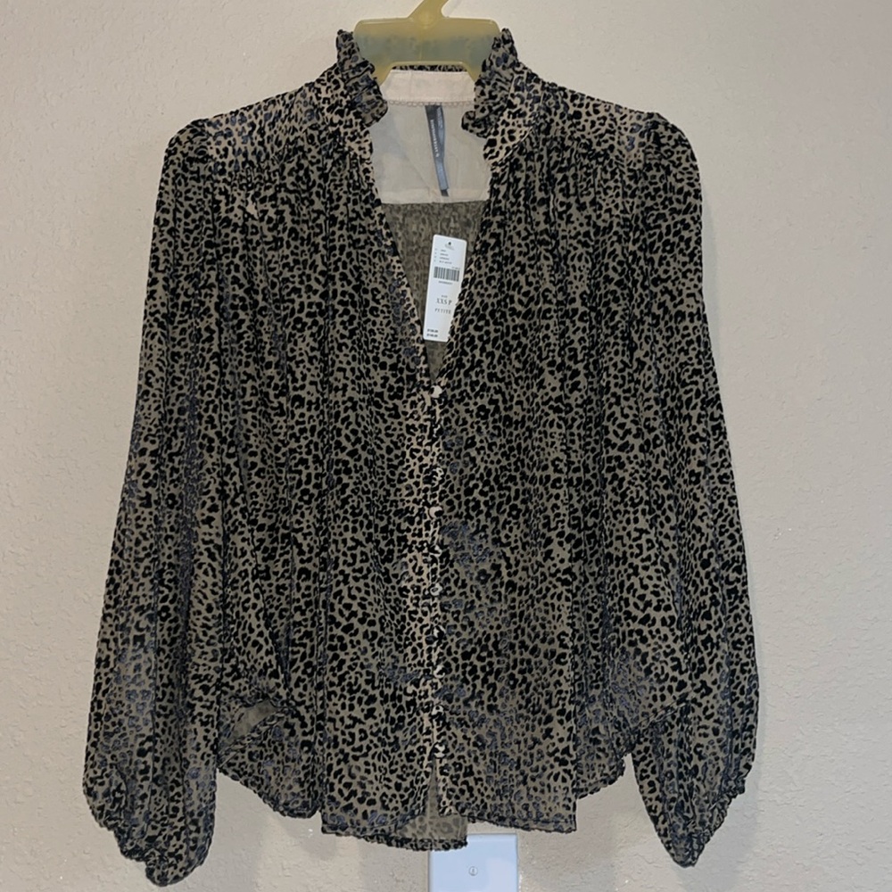 NWT Anthropologie Women’s Black Motif Oversized blouse XXS Petite